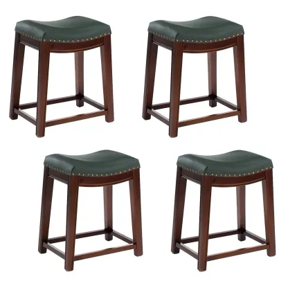 Counter Height Armless Leather Traditional Bar Stools Image - 81