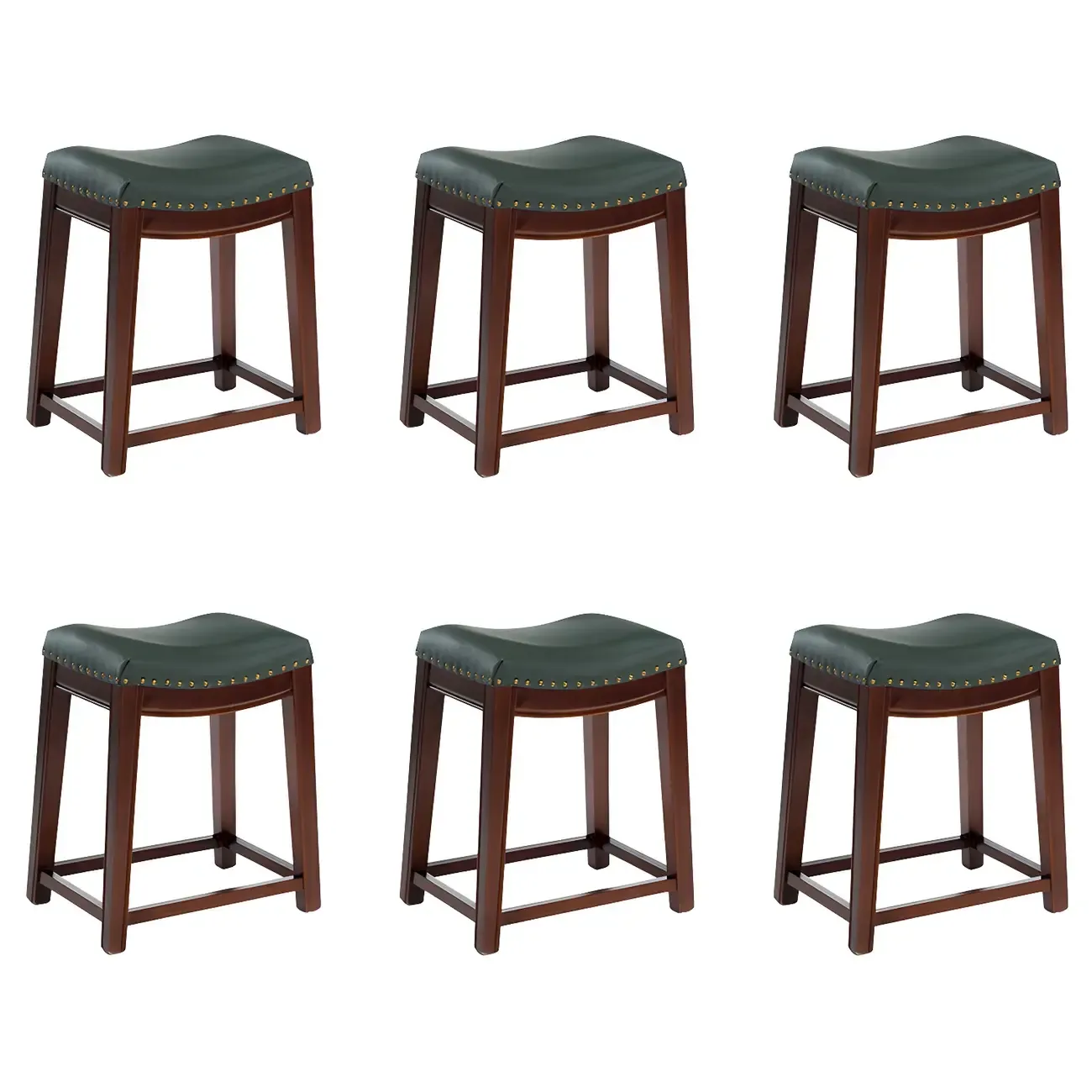 Counter Height Armless Leather Traditional Bar Stools Image - 82