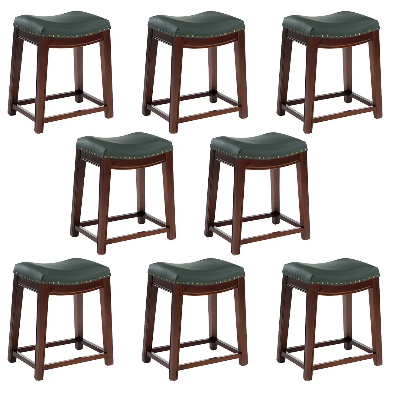 Counter Height Armless Leather Traditional Bar Stools Image - 83