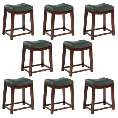 Counter Height Armless Leather Traditional Bar Stools Image - 83