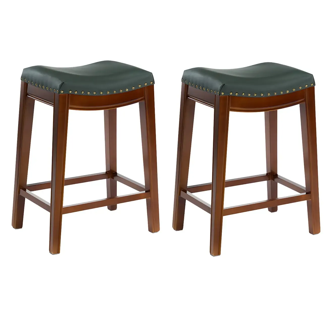 Counter Height Armless Leather Traditional Bar Stools Image - 85
