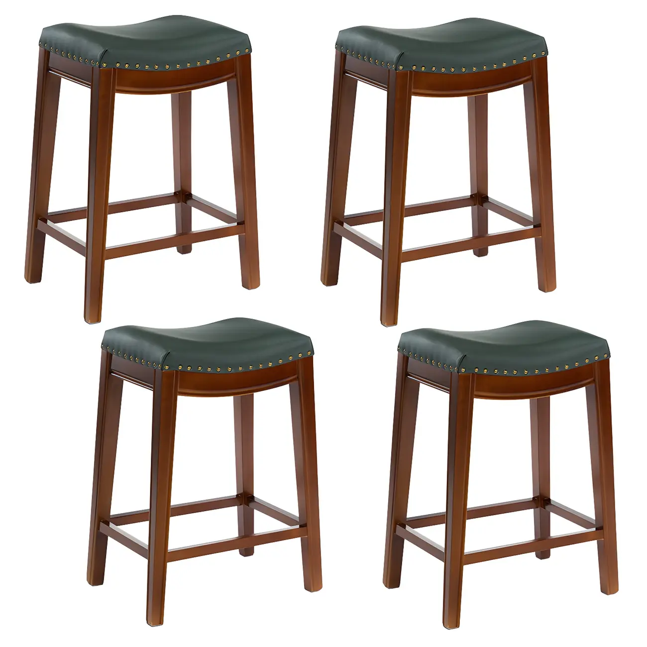 Counter Height Armless Leather Traditional Bar Stools Image - 86 | homeyfad