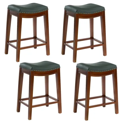Counter Height Armless Leather Traditional Bar Stools Image - 86