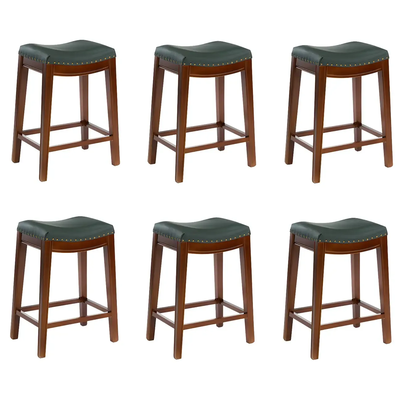 Counter Height Armless Leather Traditional Bar Stools Image - 87