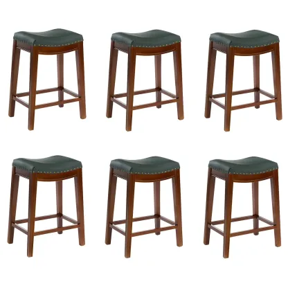 Counter Height Armless Leather Traditional Bar Stools Image - 87