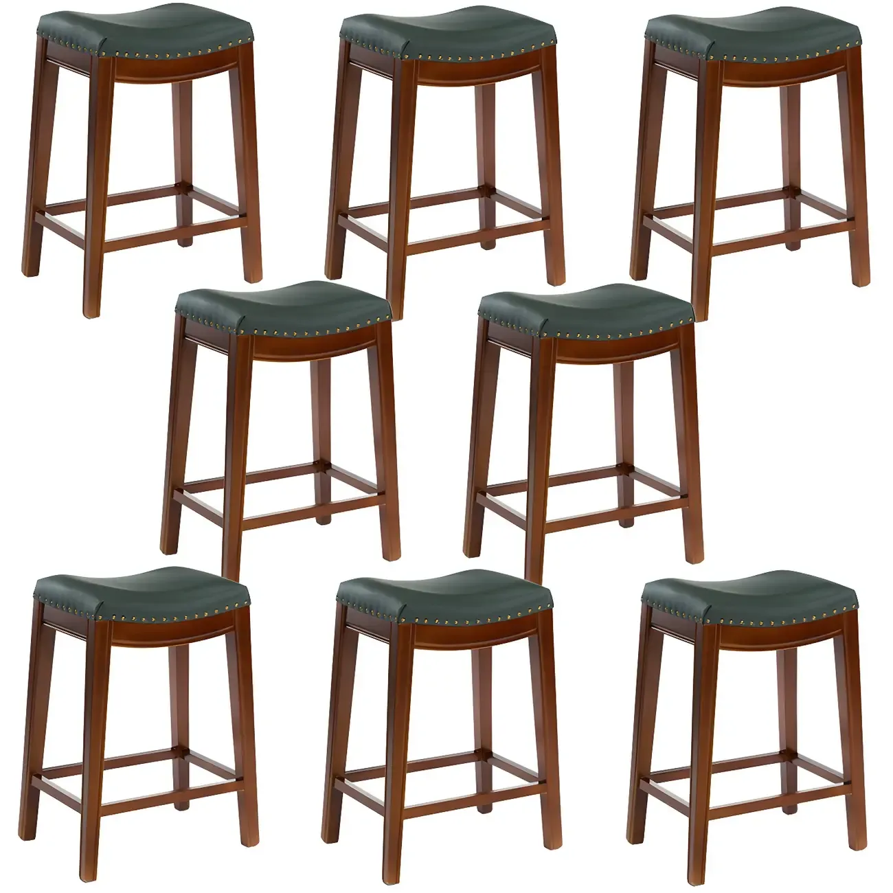Counter Height Armless Leather Traditional Bar Stools Image - 88