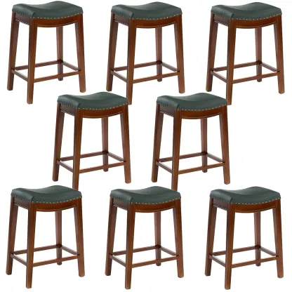 Counter Height Armless Leather Traditional Bar Stools Image - 88
