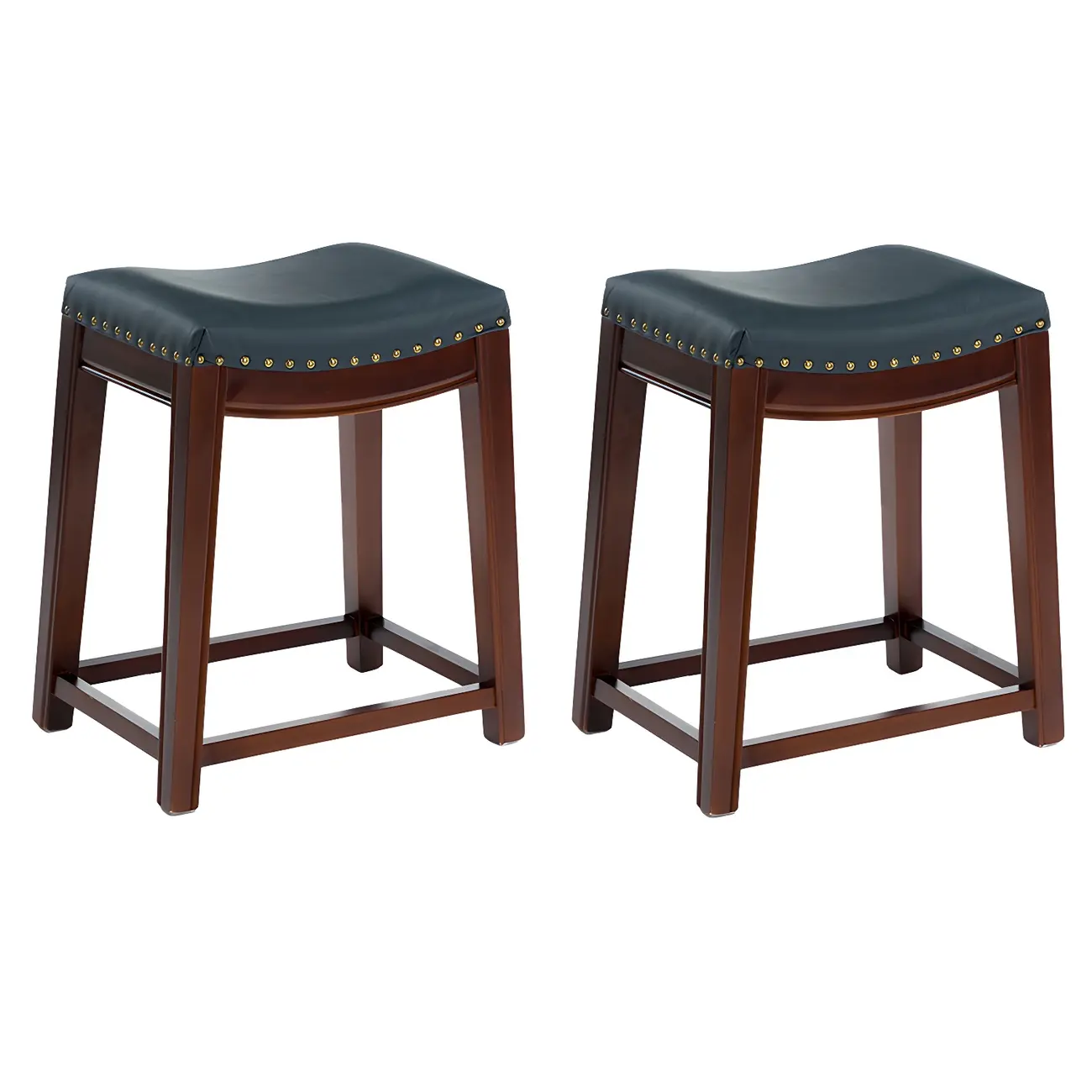 Counter Height Armless Leather Traditional Bar Stools Image - 90 | homeyfad
