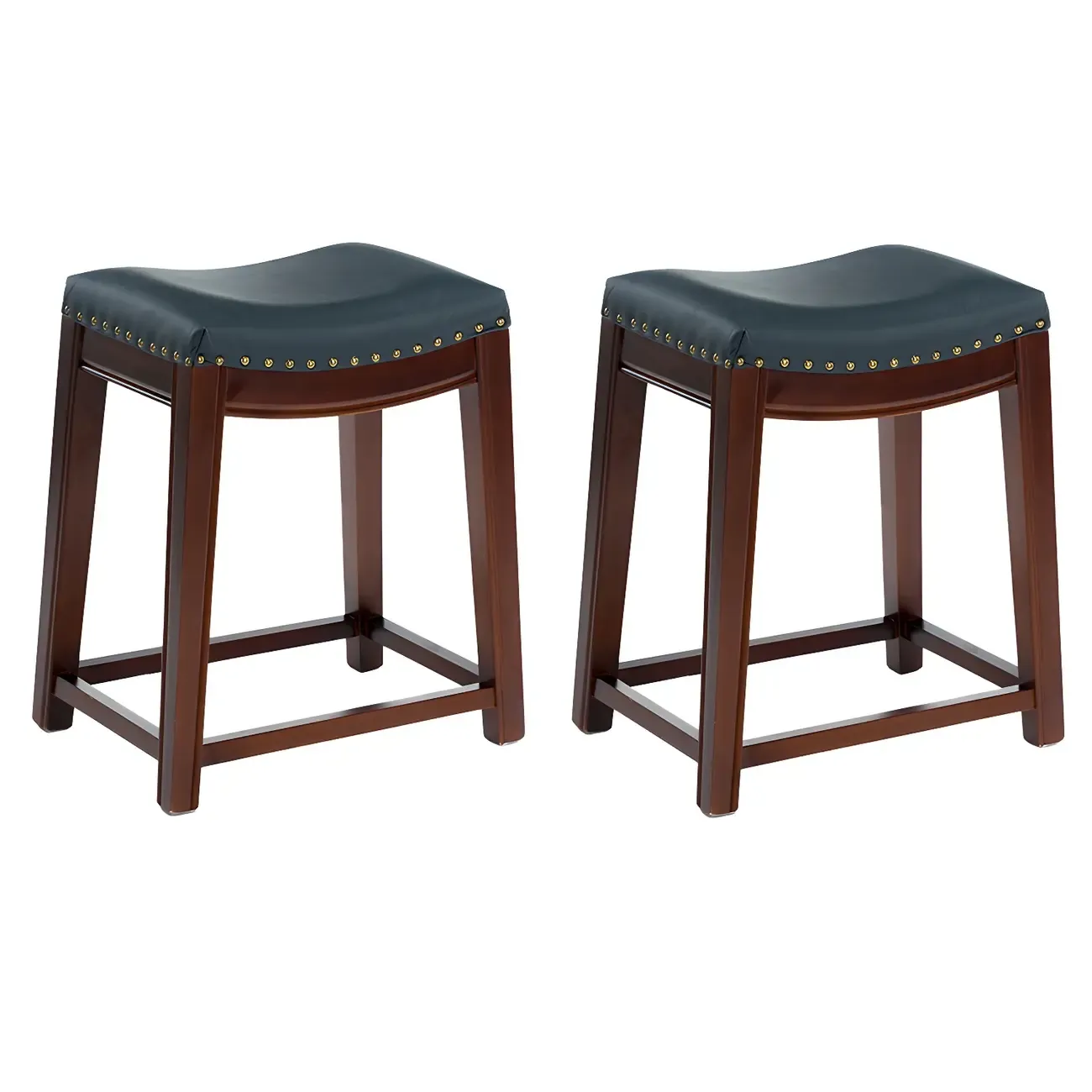Counter Height Armless Leather Traditional Bar Stools Image - 90