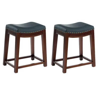 Counter Height Armless Leather Traditional Bar Stools Image - 90