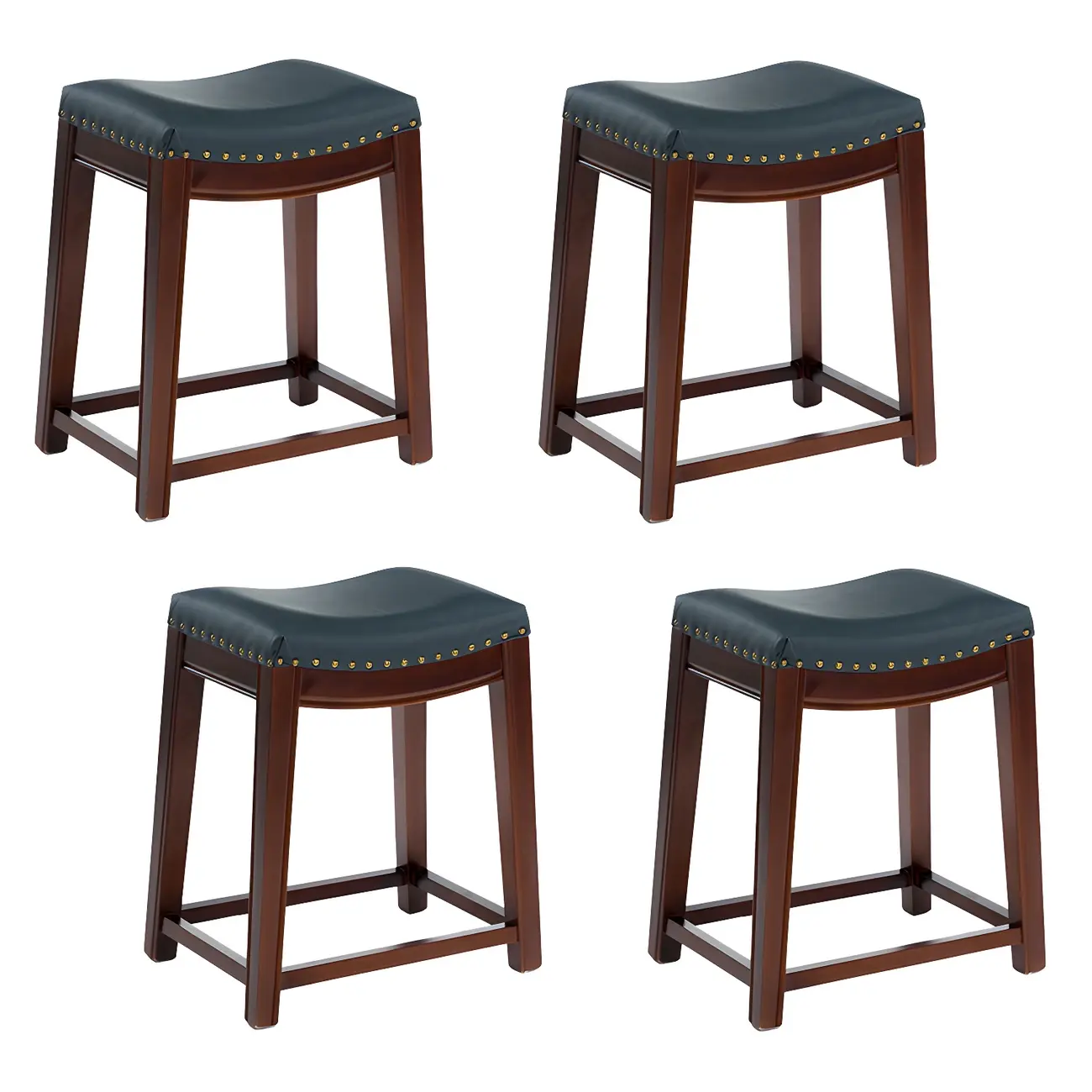 Counter Height Armless Leather Traditional Bar Stools Image - 91 | homeyfad