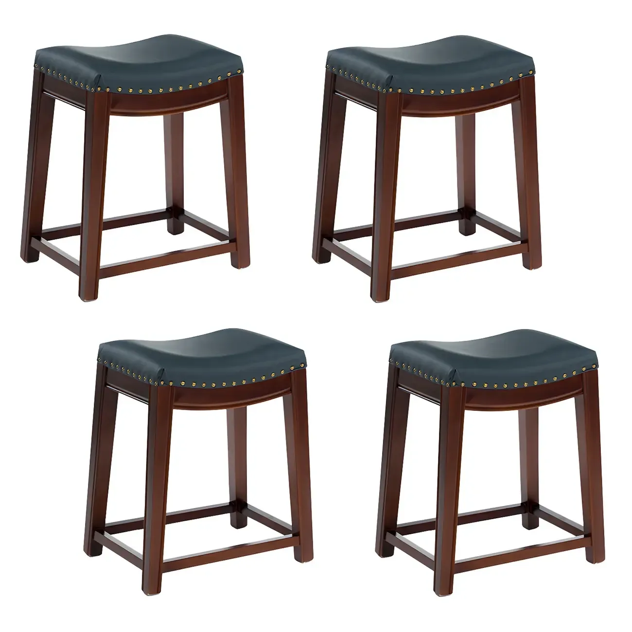 Counter Height Armless Leather Traditional Bar Stools Image - 91