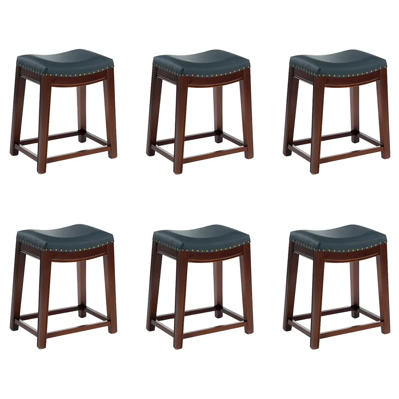 Counter Height Armless Leather Traditional Bar Stools Image - 92