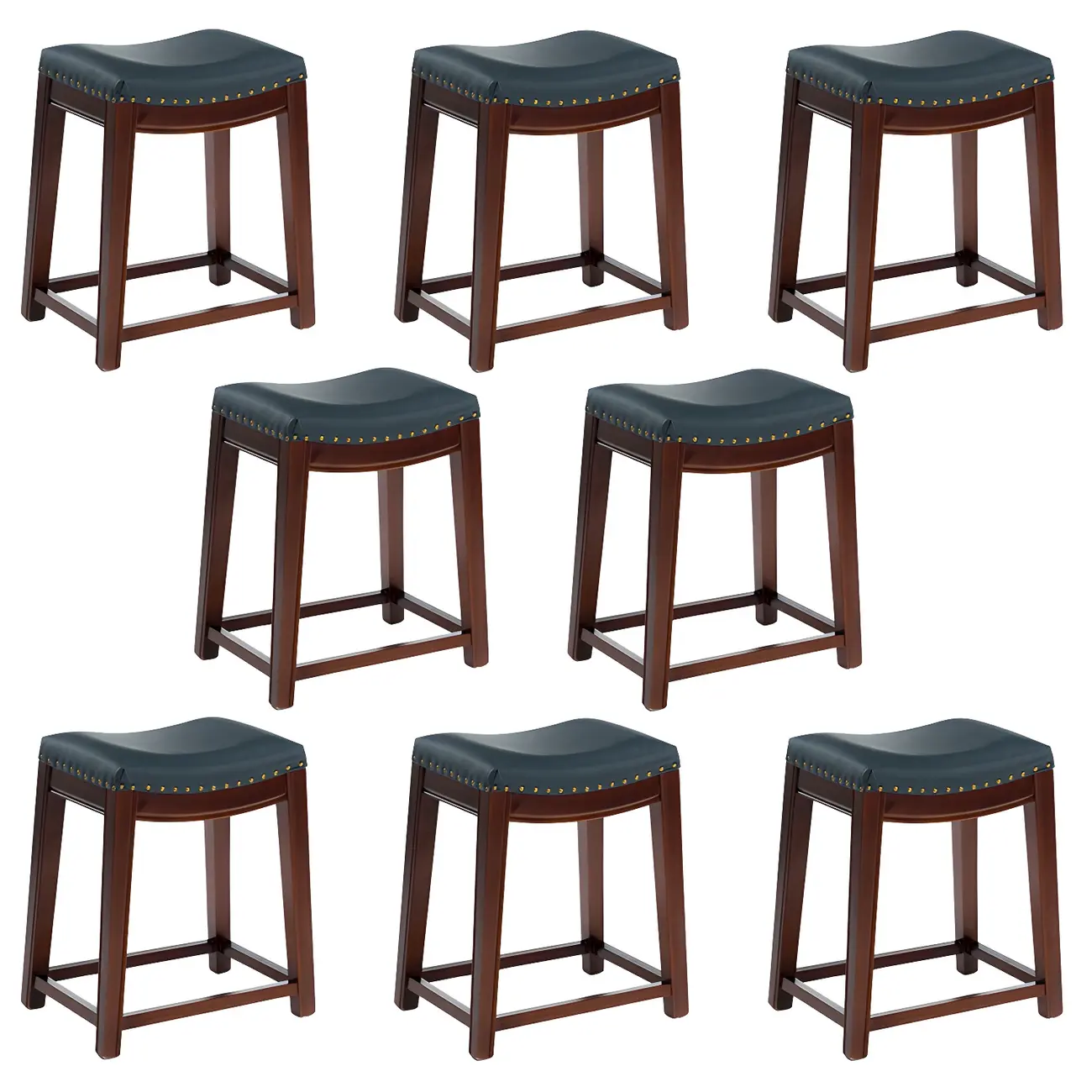 Counter Height Armless Leather Traditional Bar Stools Image - 93 | homeyfad