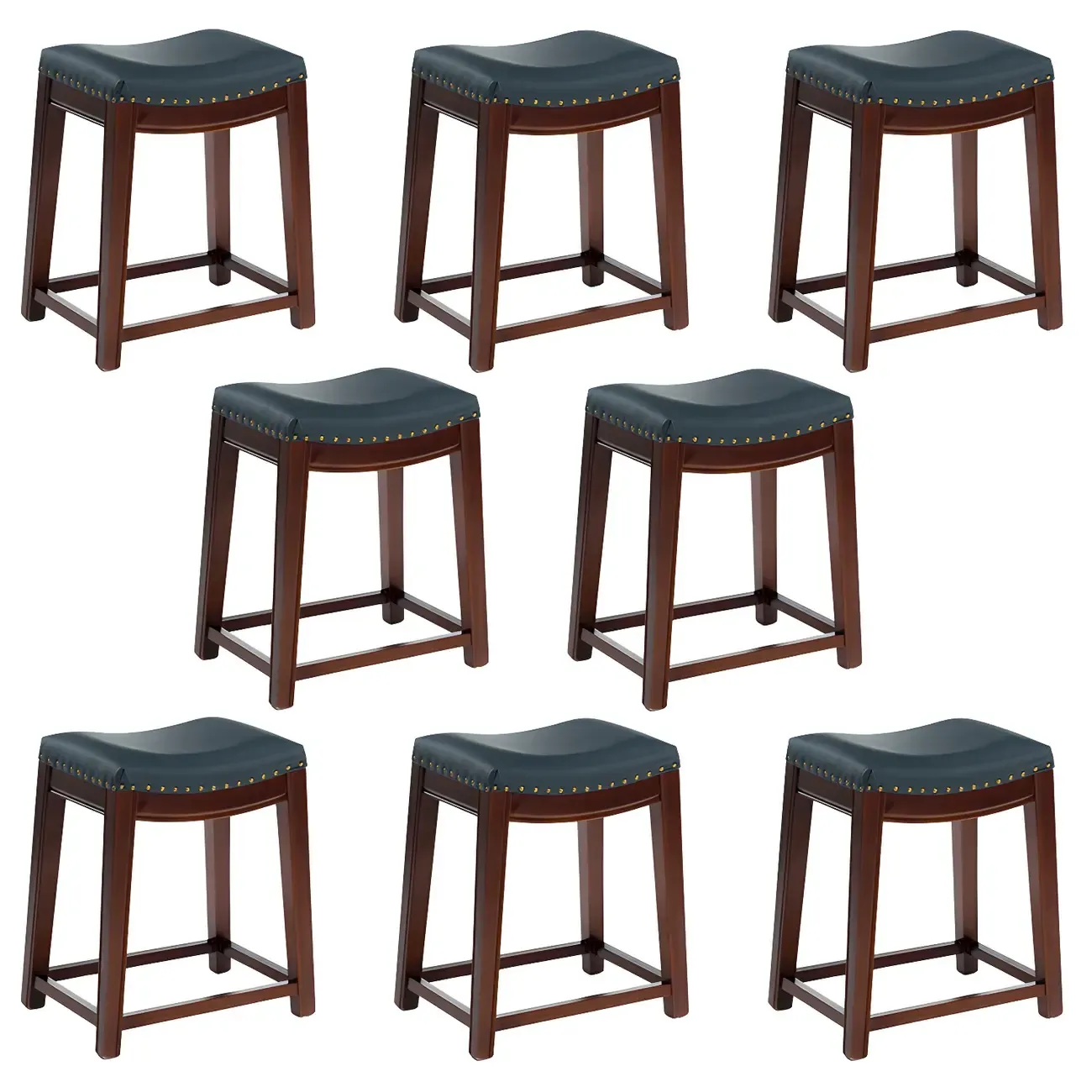 Counter Height Armless Leather Traditional Bar Stools Image - 93