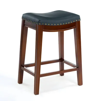 Counter Height Armless Leather Traditional Bar Stools Image - 94