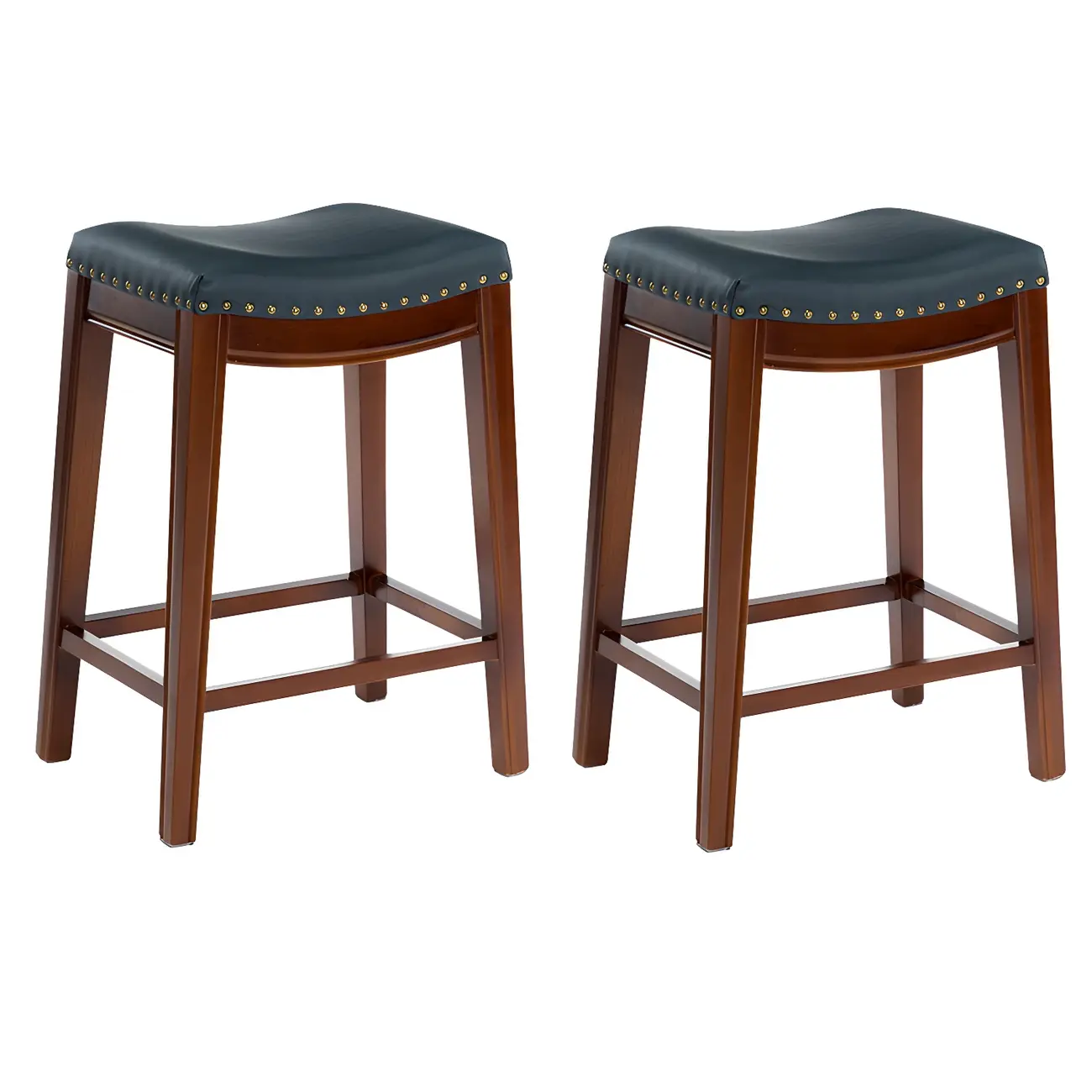 Counter Height Armless Leather Traditional Bar Stools Image - 95 | homeyfad