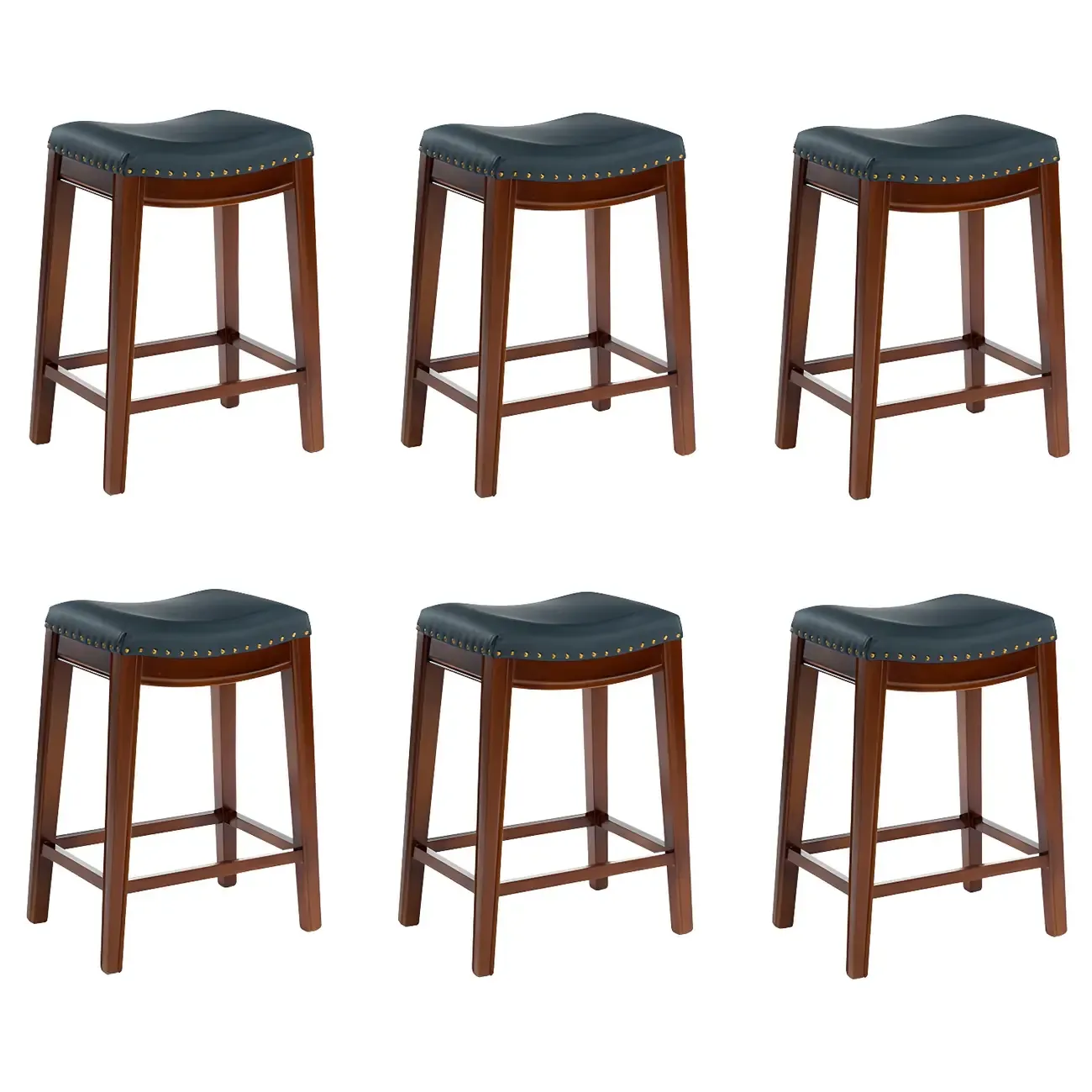Counter Height Armless Leather Traditional Bar Stools Image - 97