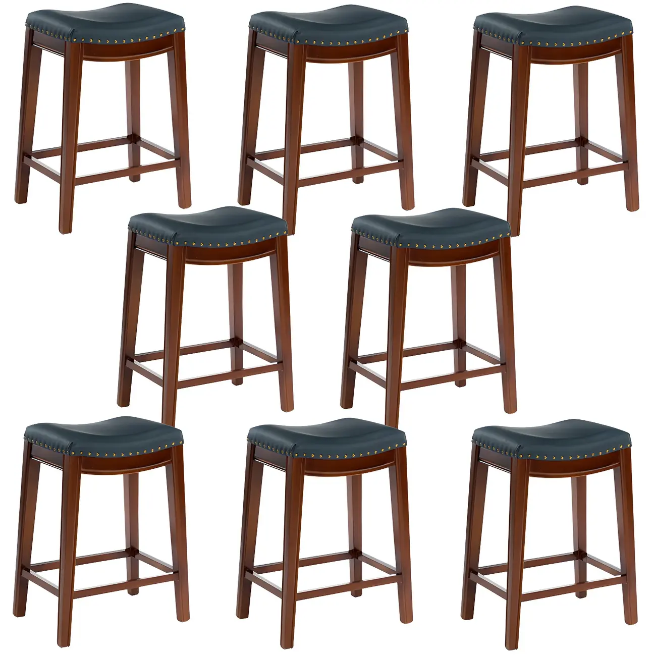 Counter Height Armless Leather Traditional Bar Stools Image - 98 | homeyfad