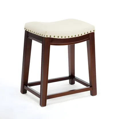 Counter Height Armless Leather Traditional Bar Stools Image - 99