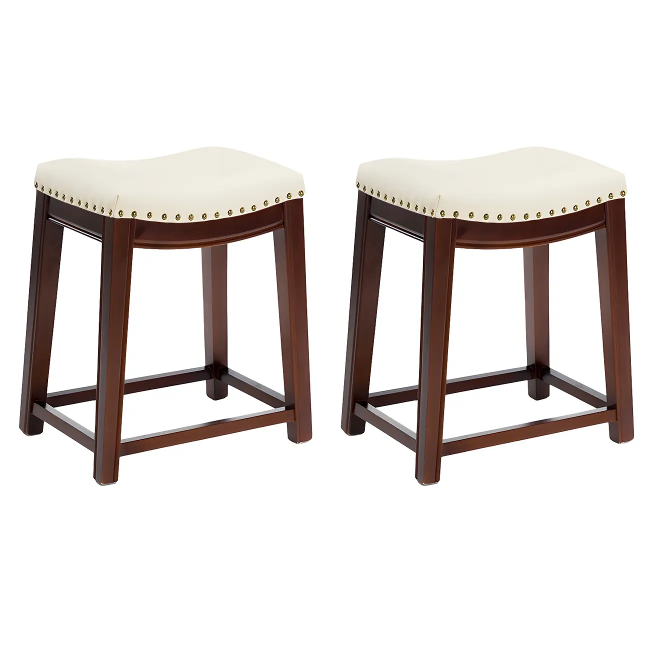 Counter Height Armless Leather Traditional Bar Stools Image - 100 | homeyfad