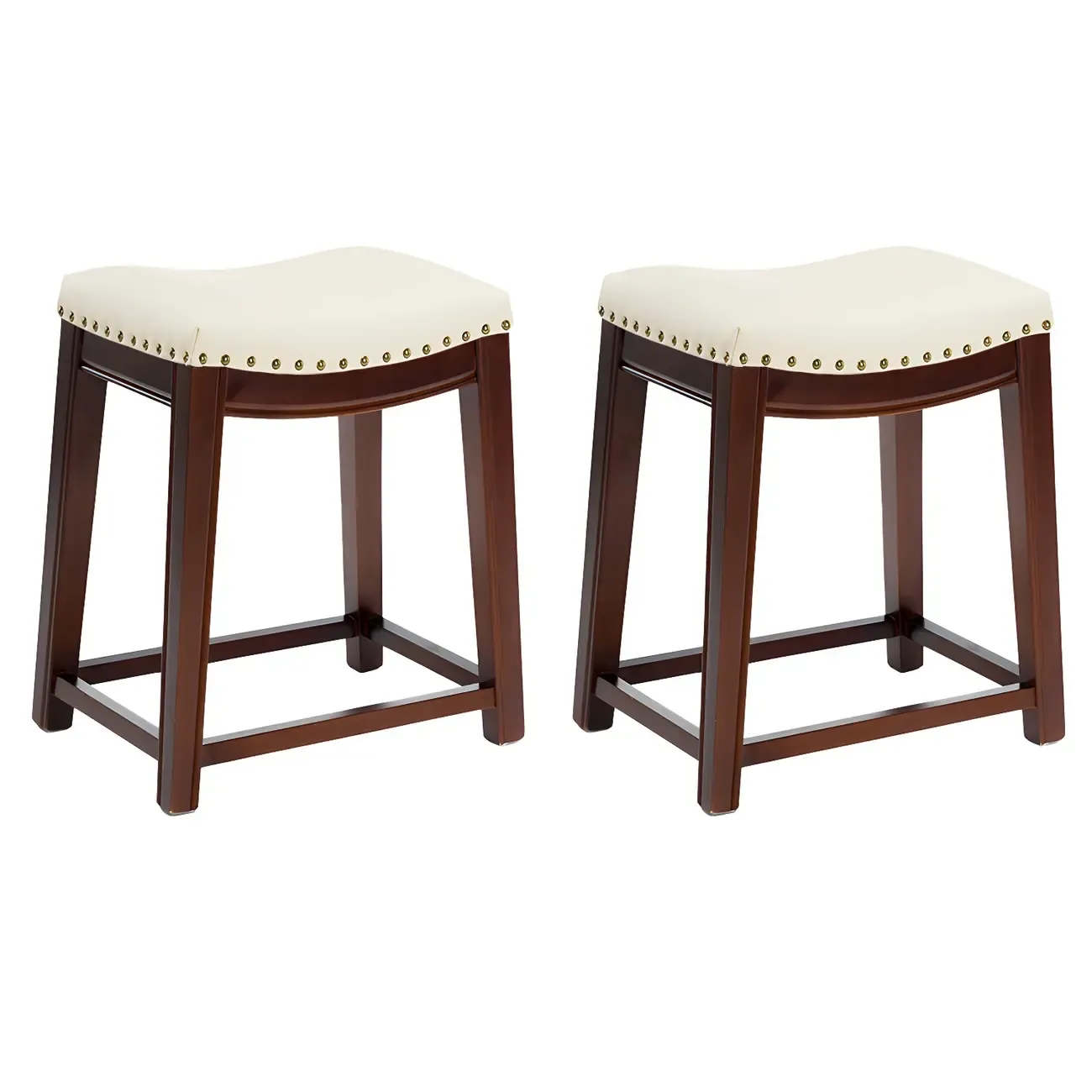 Counter Height Armless Leather Traditional Bar Stools Image - 100