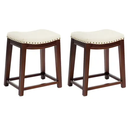 Counter Height Armless Leather Traditional Bar Stools Image - 100