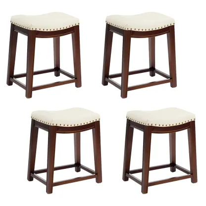 Counter Height Armless Leather Traditional Bar Stools Image - 101