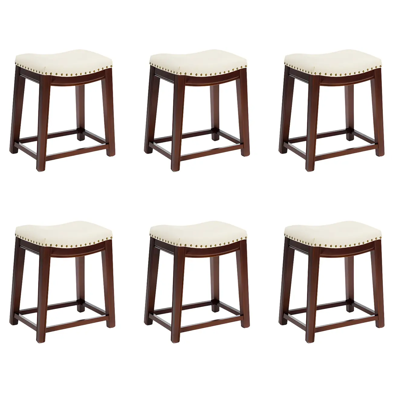 Counter Height Armless Leather Traditional Bar Stools Image - 102 | homeyfad