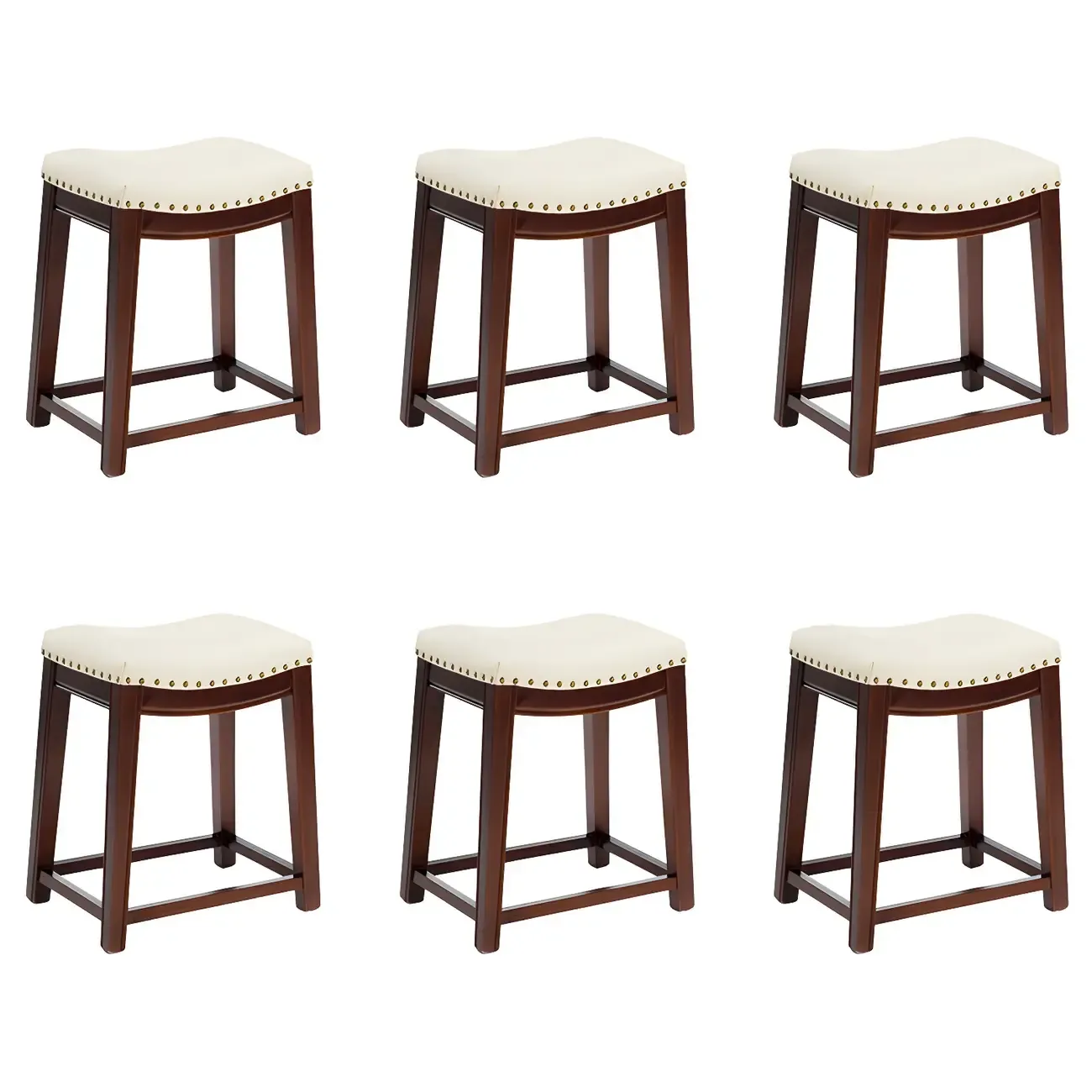 Counter Height Armless Leather Traditional Bar Stools Image - 102