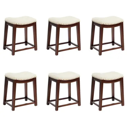 Counter Height Armless Leather Traditional Bar Stools Image - 102