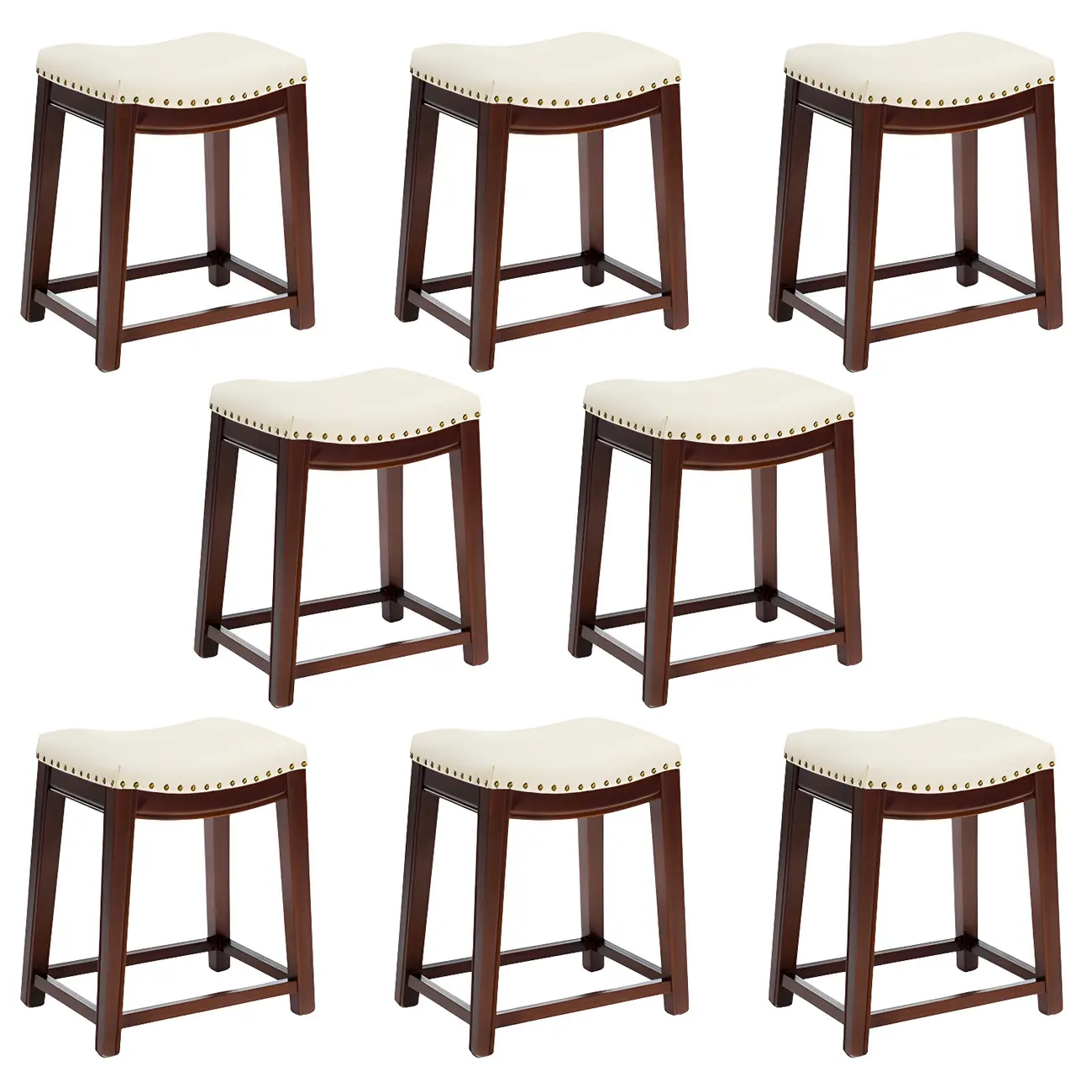 Counter Height Armless Leather Traditional Bar Stools Image - 103 | homeyfad