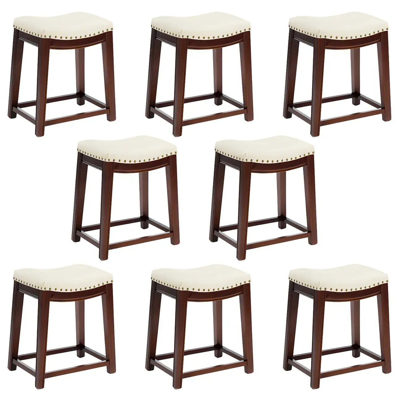 Counter Height Armless Leather Traditional Bar Stools Image - 103
