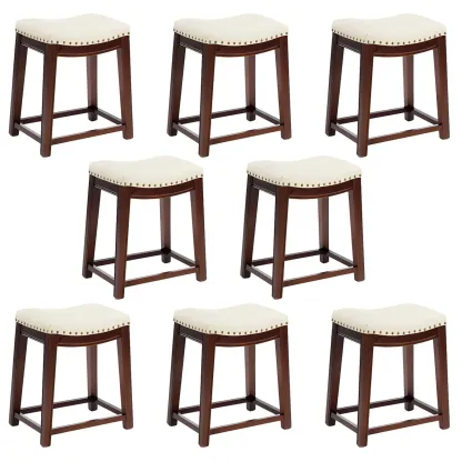Counter Height Armless Leather Traditional Bar Stools Image - 103