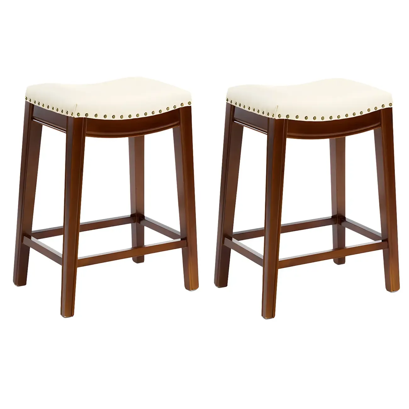 Counter Height Armless Leather Traditional Bar Stools Image - 105