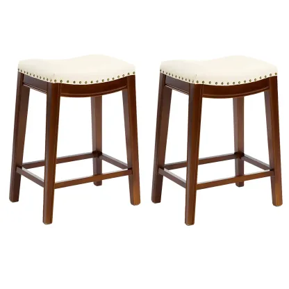 Counter Height Armless Leather Traditional Bar Stools Image - 105