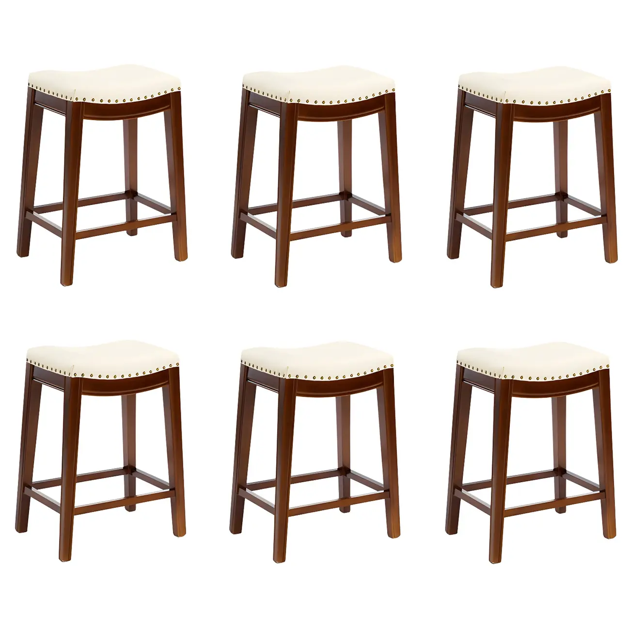 Counter Height Armless Leather Traditional Bar Stools Image - 107 | homeyfad