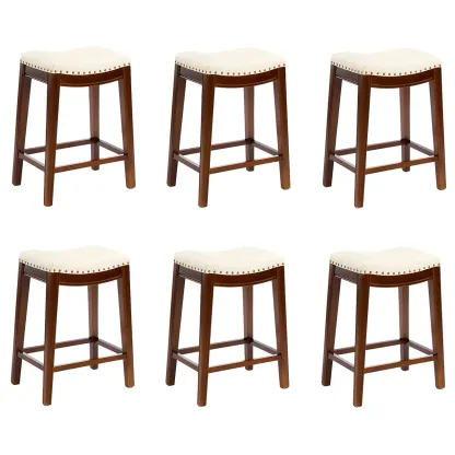 Counter Height Armless Leather Traditional Bar Stools Image - 107