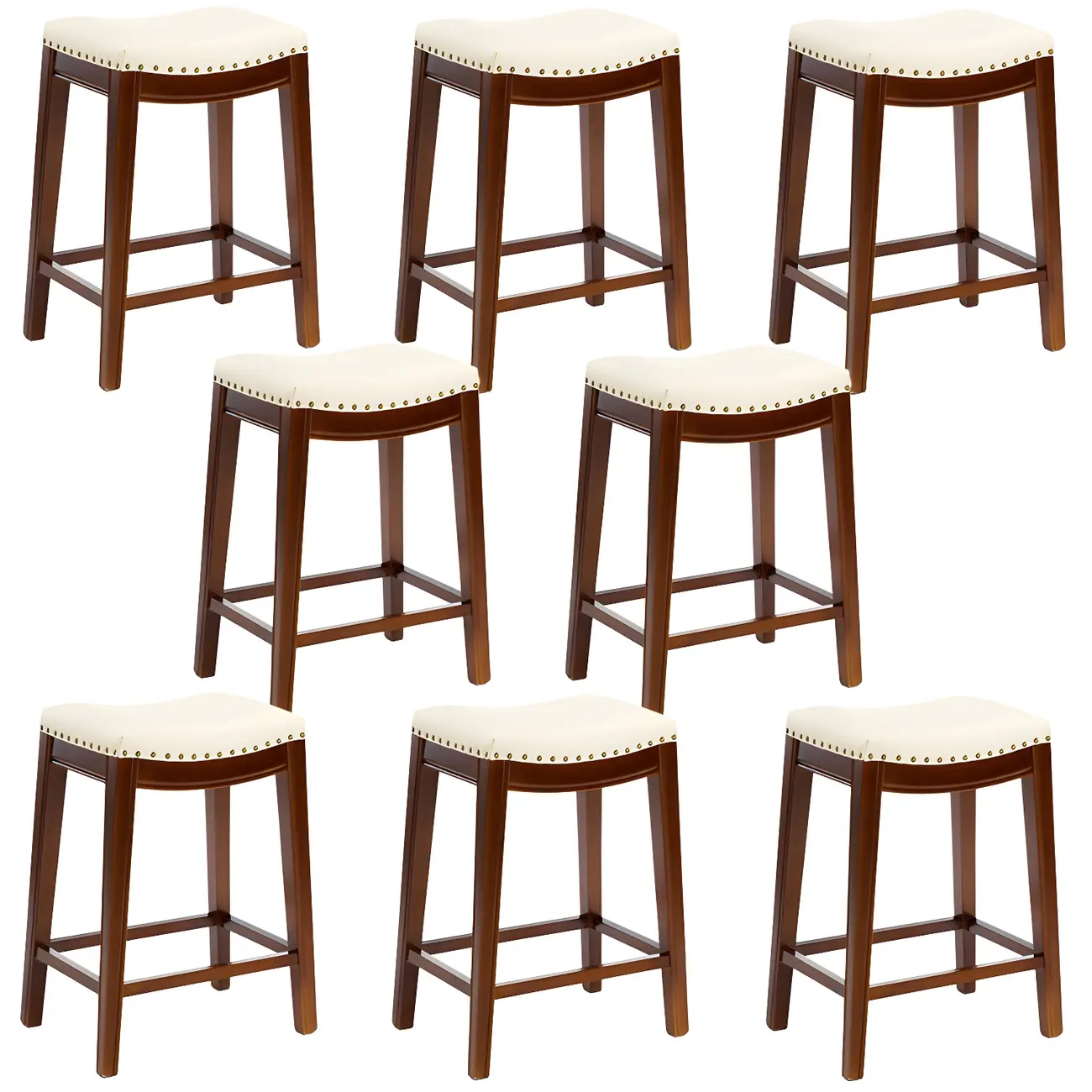 Counter Height Armless Leather Traditional Bar Stools Image - 108 | homeyfad