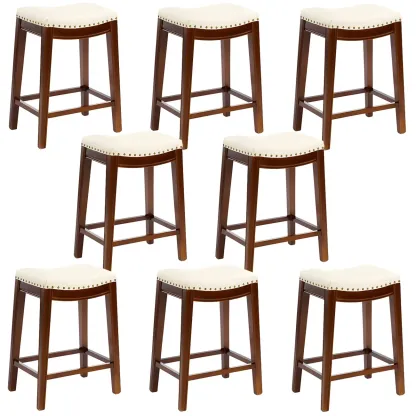 Counter Height Armless Leather Traditional Bar Stools Image - 108