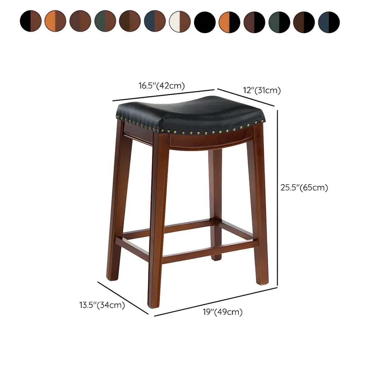 Counter Height Armless Leather Traditional Bar Stools Image - 7