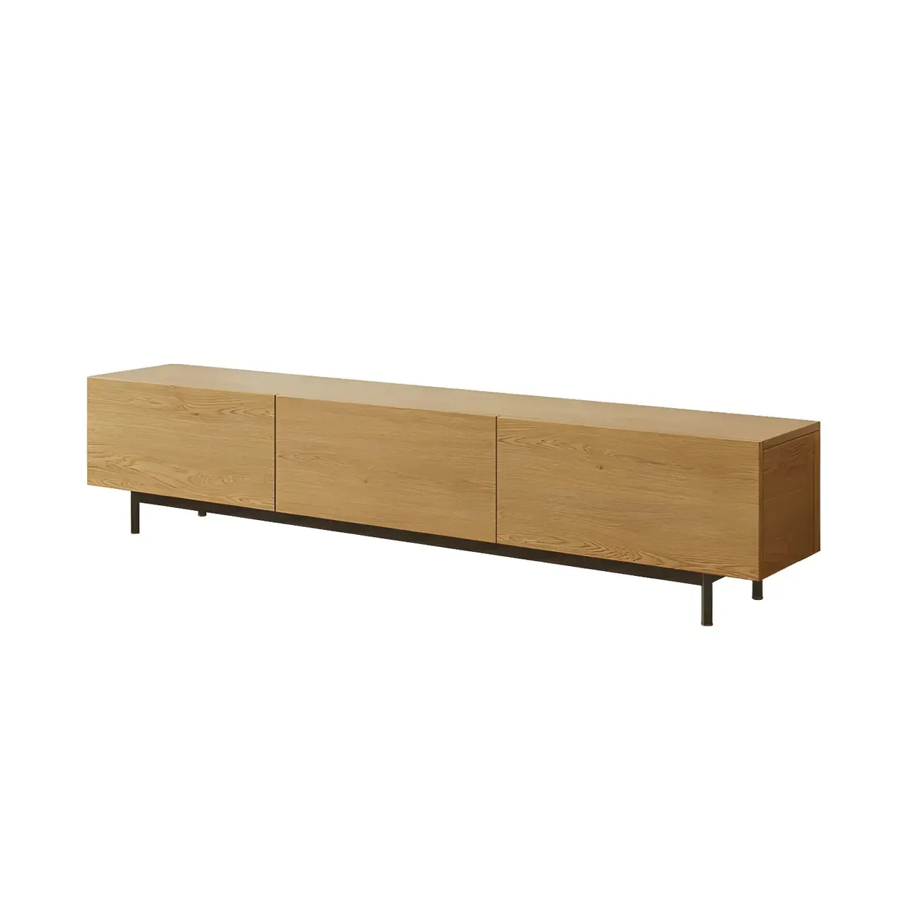 Rustic Wooden TV Stand with Cable Management for Living Room Image - 3