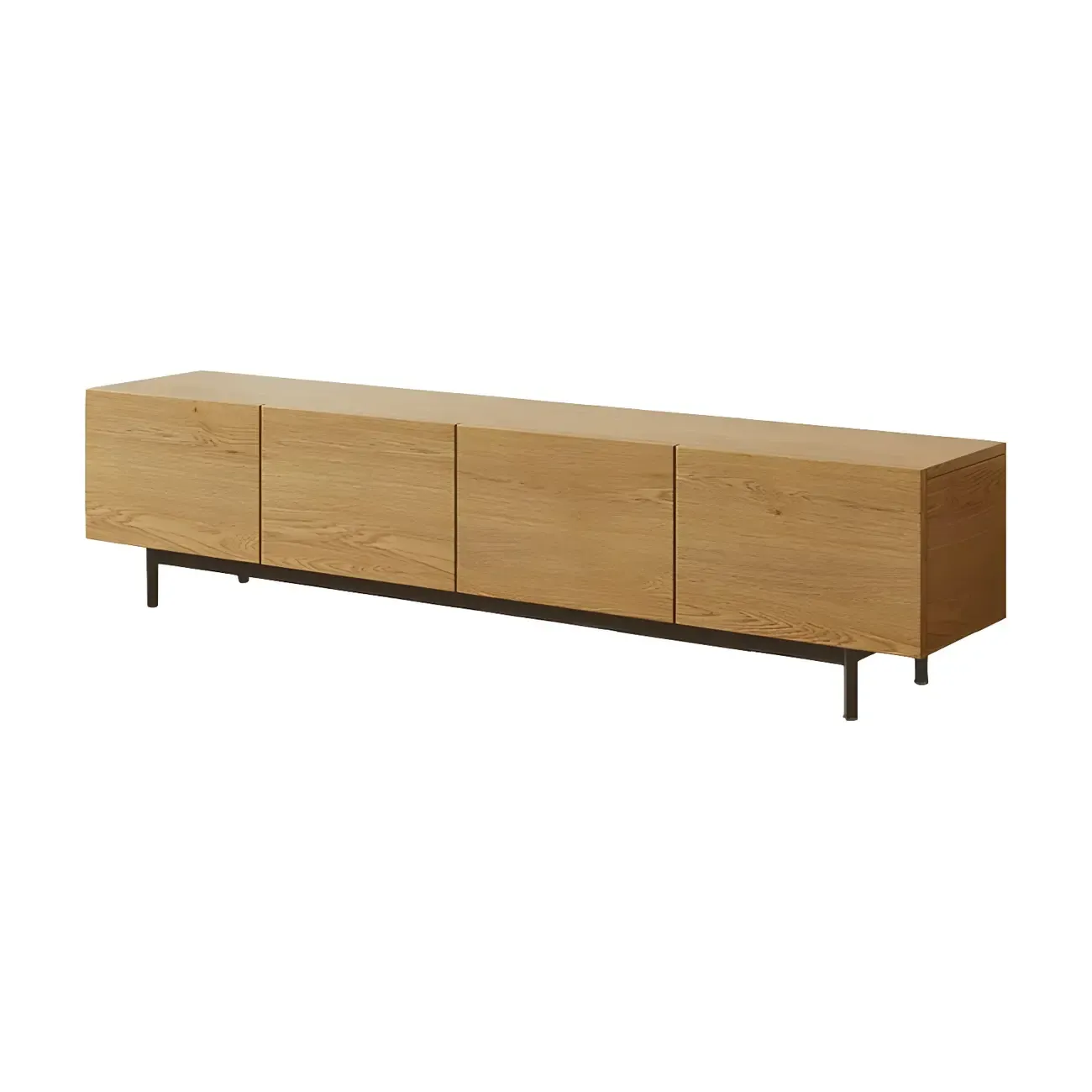 Rustic Wooden TV Stand with Cable Management for Living Room Image - 4