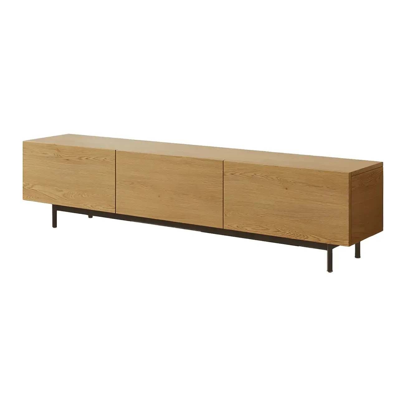 Rustic Wooden TV Stand with Cable Management for Living Room Image - 7