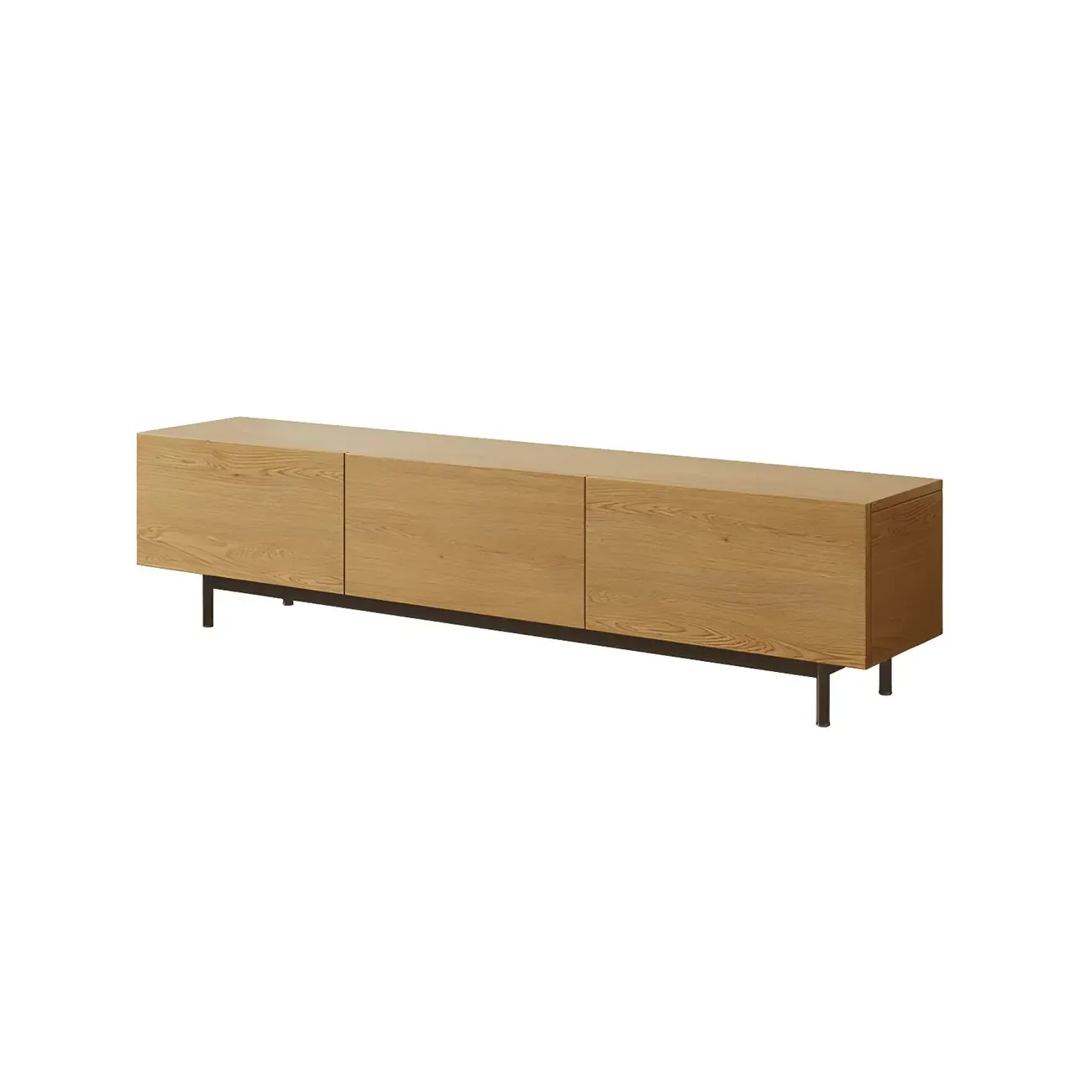 Rustic Wooden TV Stand with Cable Management for Living Room Image - 9