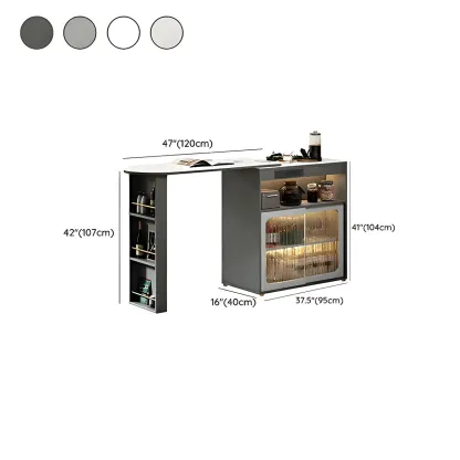 Modern Stone Bar Table with Wood Double Pedestal and Storage #size