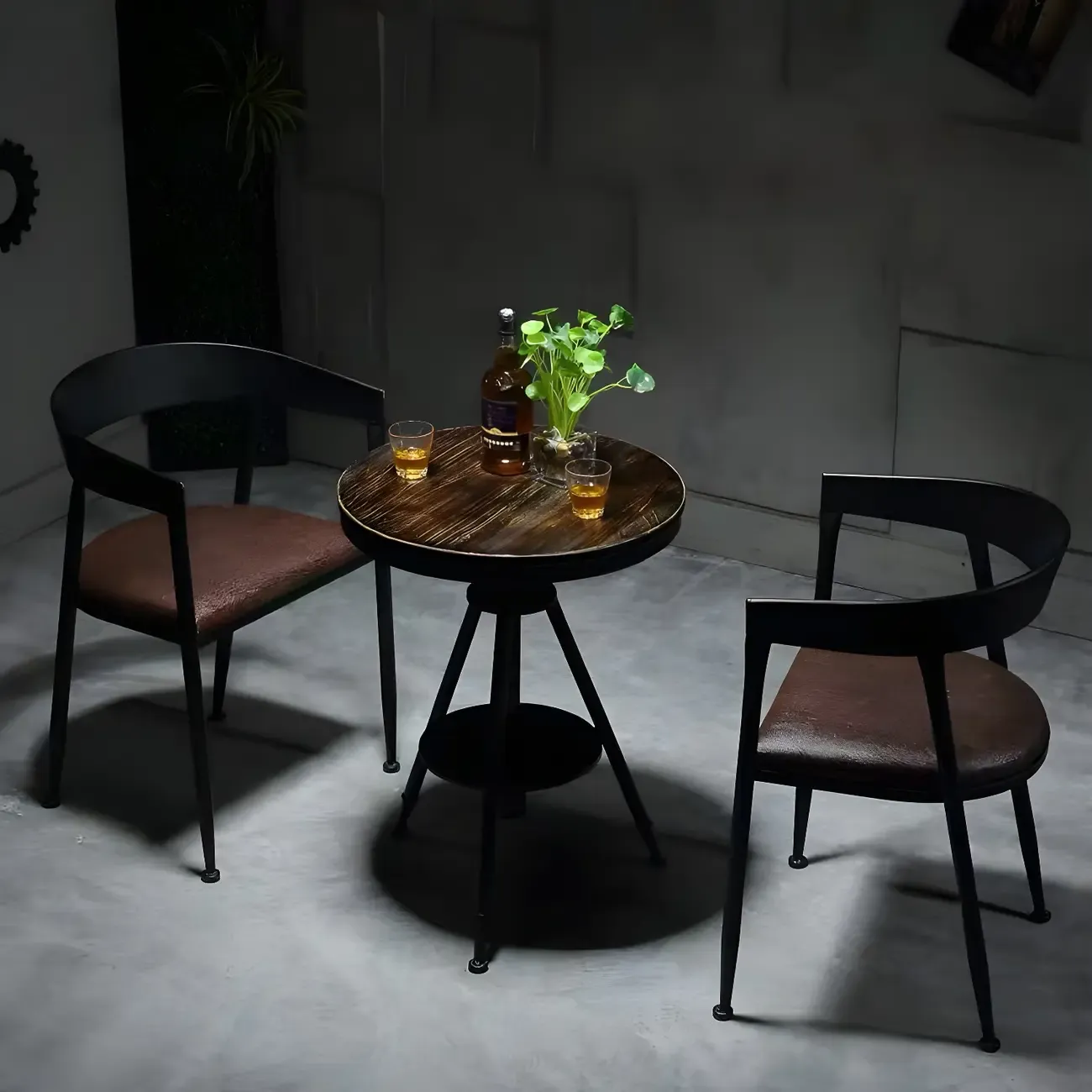 Industrial Adjustable Height Small Bar Table Wood Table Top Image - 1