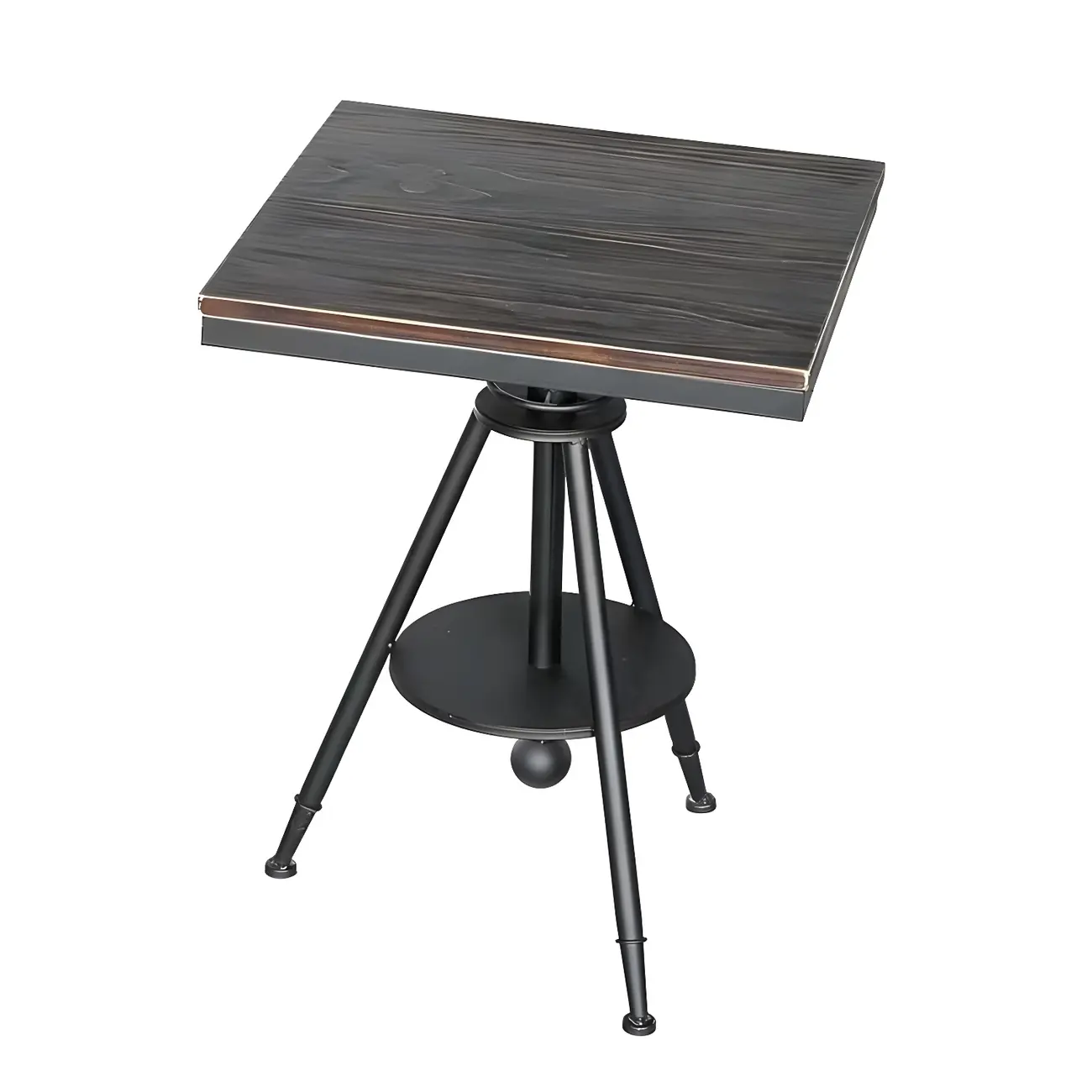 Industrial Adjustable Height Small Bar Table Wood Table Top Image - 2 | homeyfad