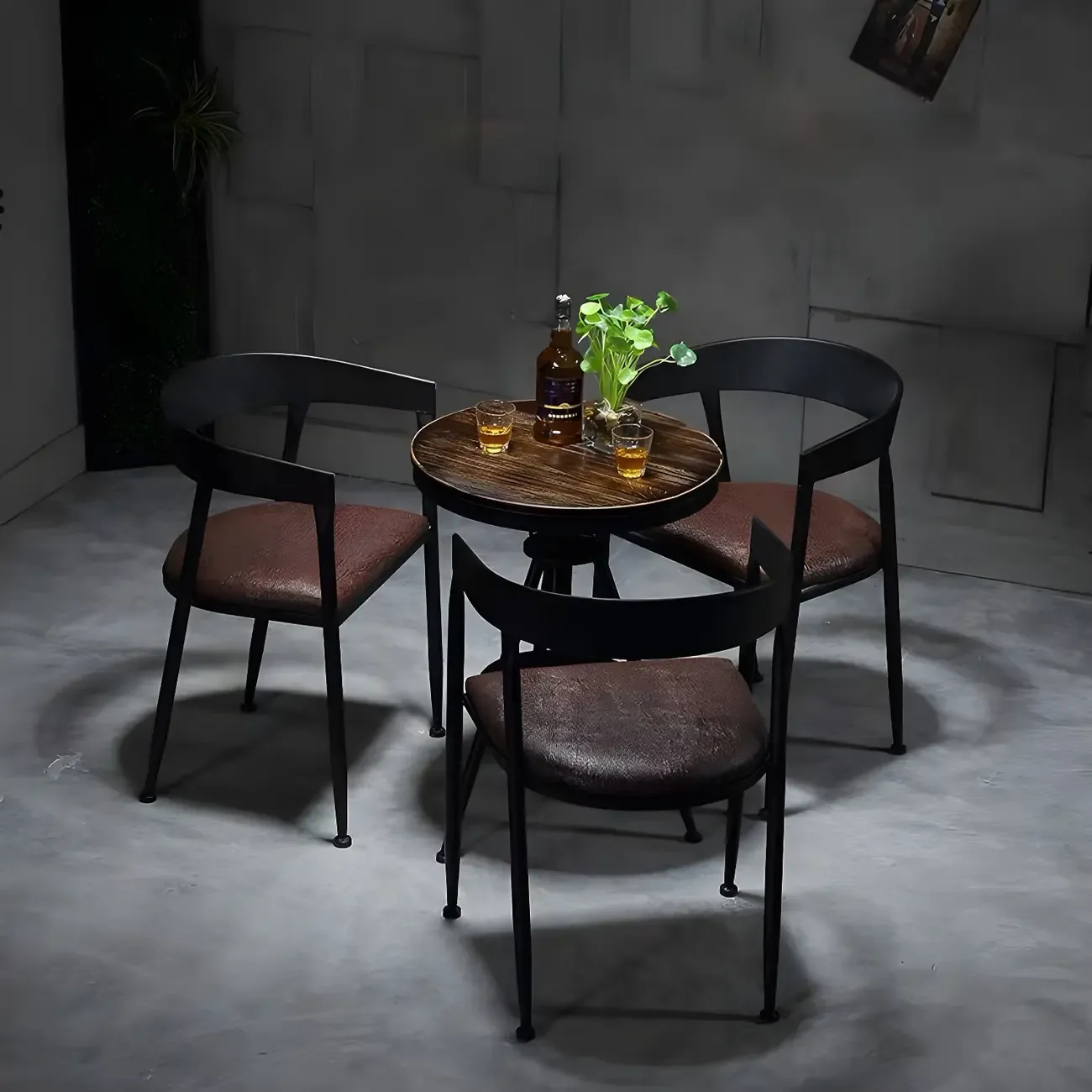 Industrial Adjustable Height Small Bar Table Wood Table Top Image - 3