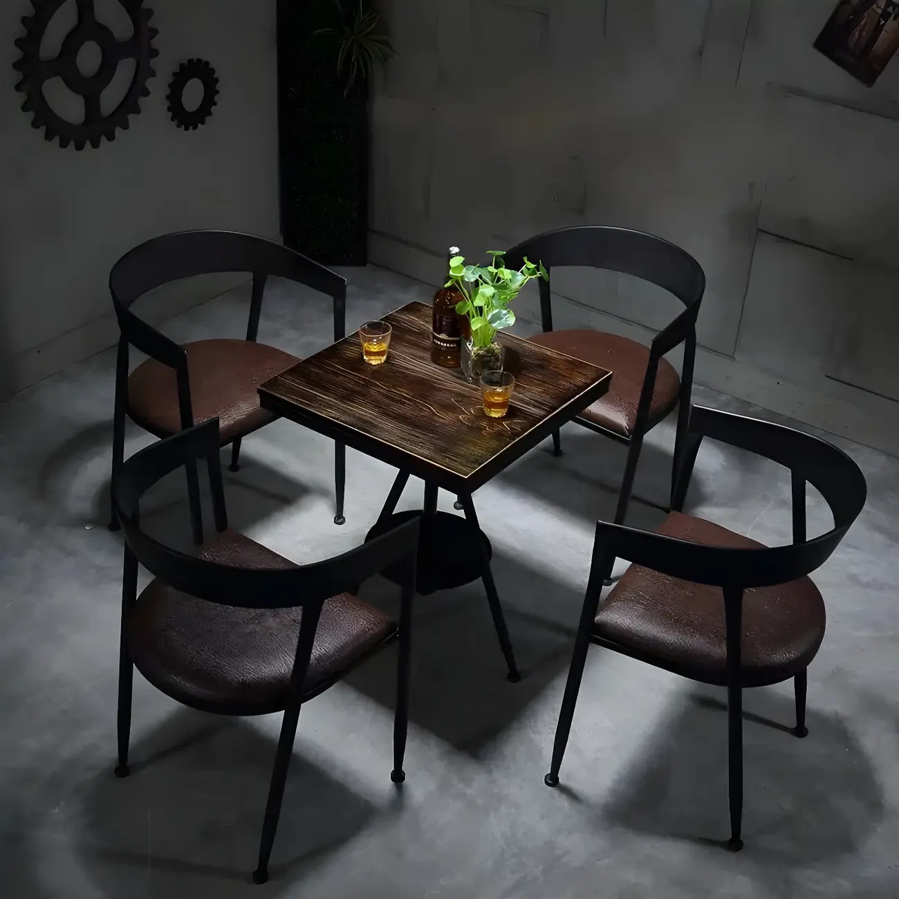 Industrial Adjustable Height Small Bar Table Wood Table Top Image - 4 | homeyfad